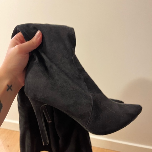 Suede Thigh-High Stilettos - Picture 4 of 5